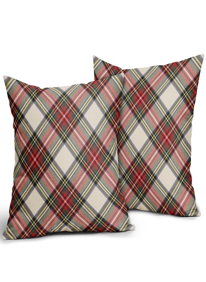 Aytipun Christmas Plaid Pillow Covers 18x18 Set of 2 Rustic Red Green Blue Xmas Decoration Buffalo Checked Print Decorative Outdoor Pillowcases Farmhouse Holiday Throw Cushion Case Decor for Couch Sofa Bed - Image 2